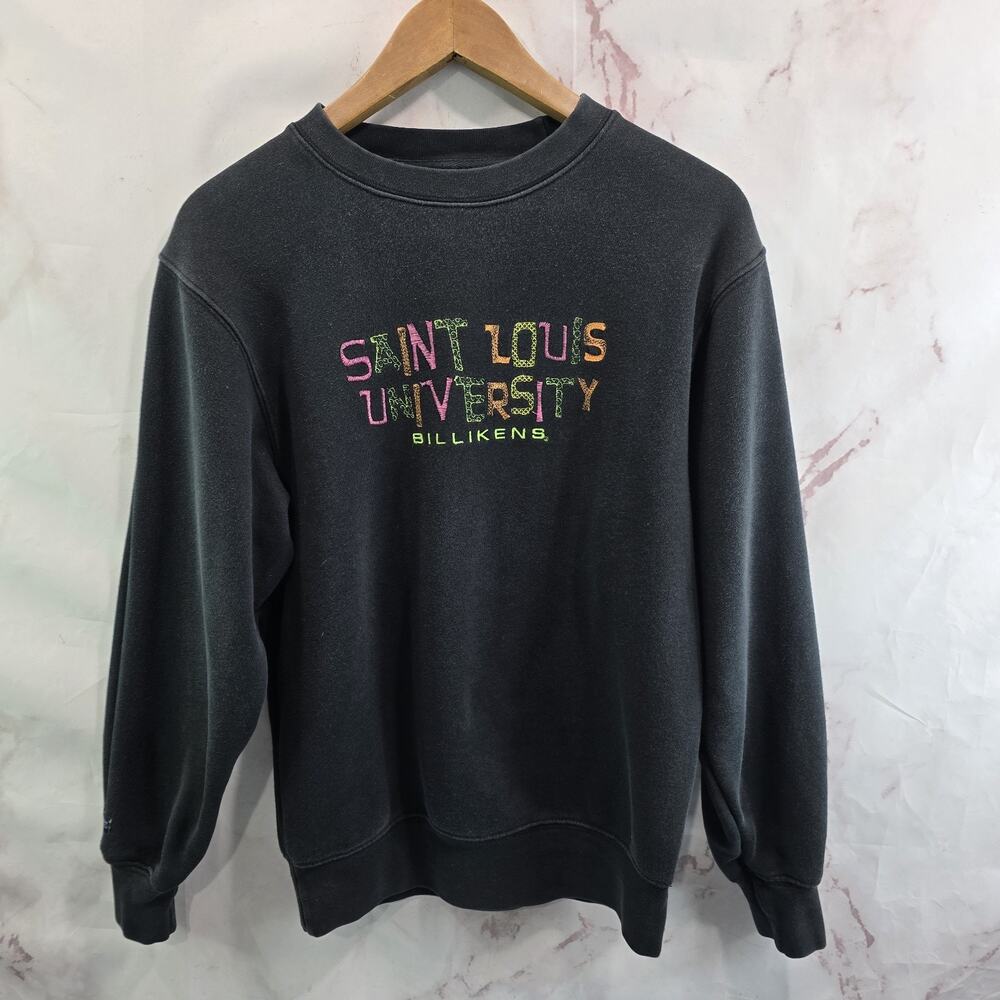 St Louis University Sweatshirt Womens Small Black Jansport Pullover Crew Neck